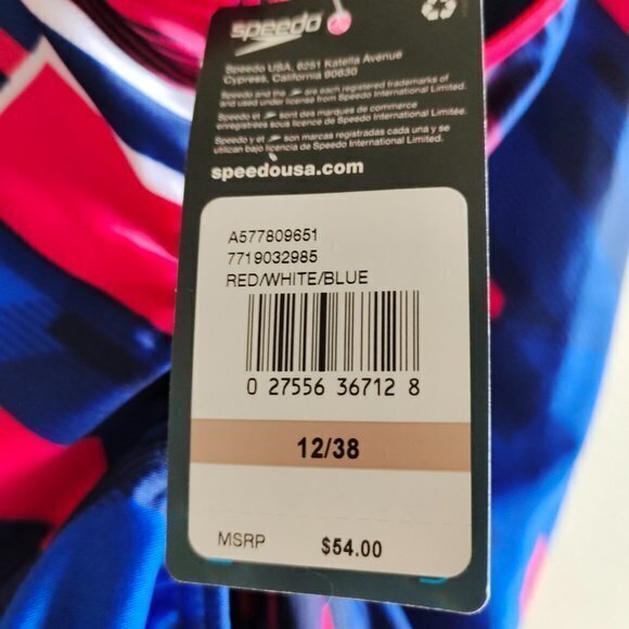 NEW SPEEDO Stars and Stripes Relay Back Blue Red W - Picture 7 of 8